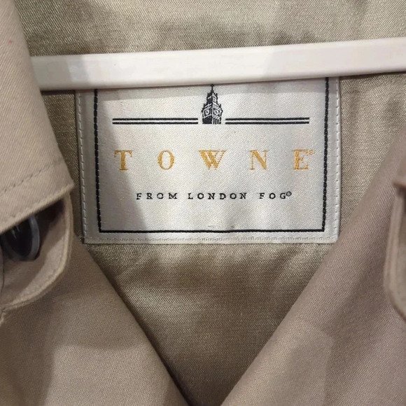 Towne London Fog Trench Coat Tan Long size 44R Removable Wool Liner - Picture 3 of 11